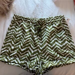 Green and White Chevron Shorts - Anthropologie